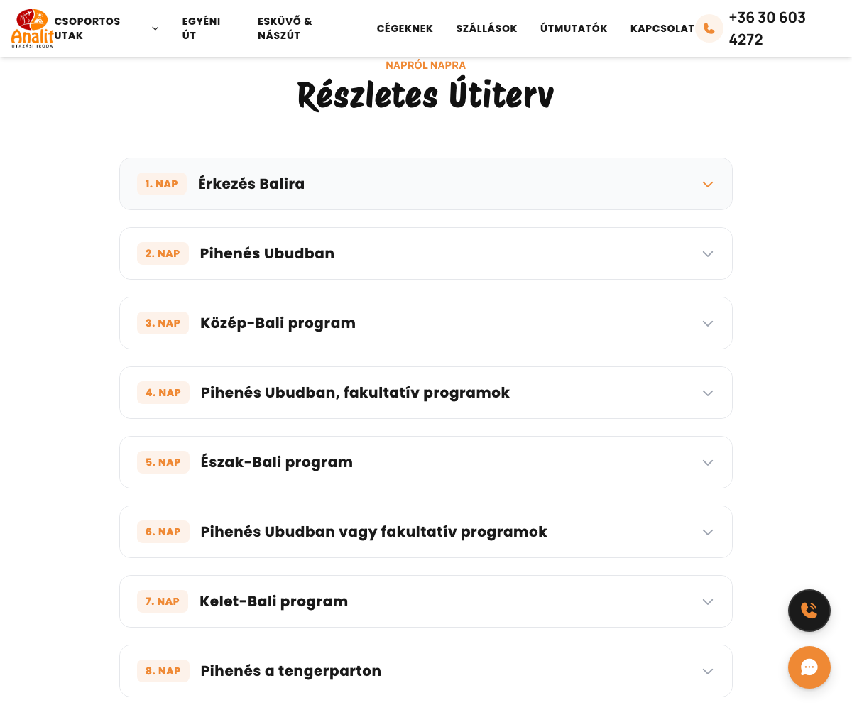 Napi program az utazás oldalán